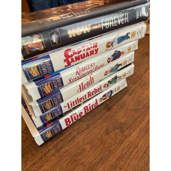 Shirley Temple VHS Lot Blue Bird Heidi, Rebecca, Rebel, Now Forever, Captain VTG - Picture 2 of 4